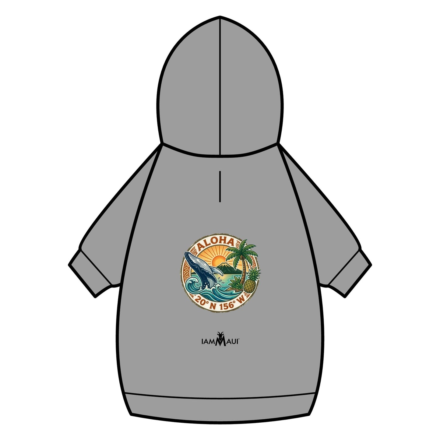 IYKYKʻs Aloha Surf Pet Hoodie — Tropical Wave Dog Sweatshirt with Collar Hole