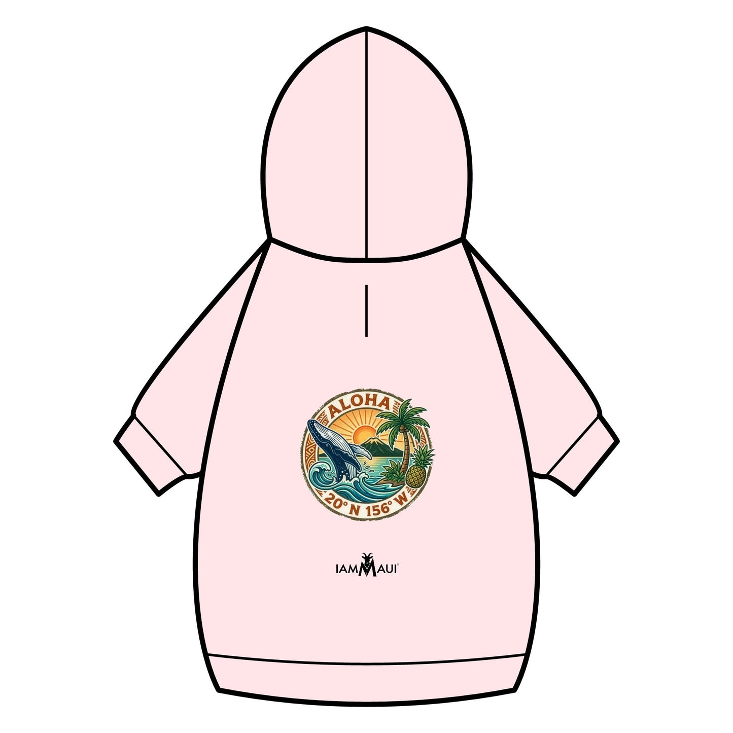 IYKYKʻs Aloha Surf Pet Hoodie — Tropical Wave Dog Sweatshirt with Collar Hole