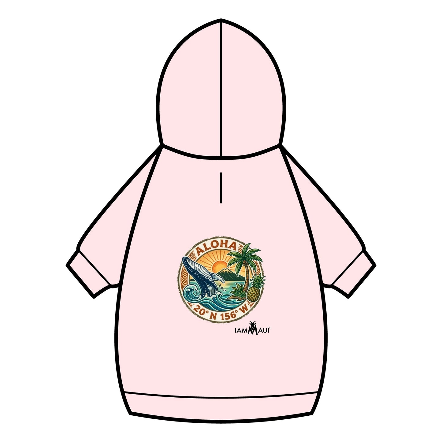 IYKYKʻs Aloha Surf Pet Hoodie — Tropical Wave Dog Sweatshirt with Collar Hole
