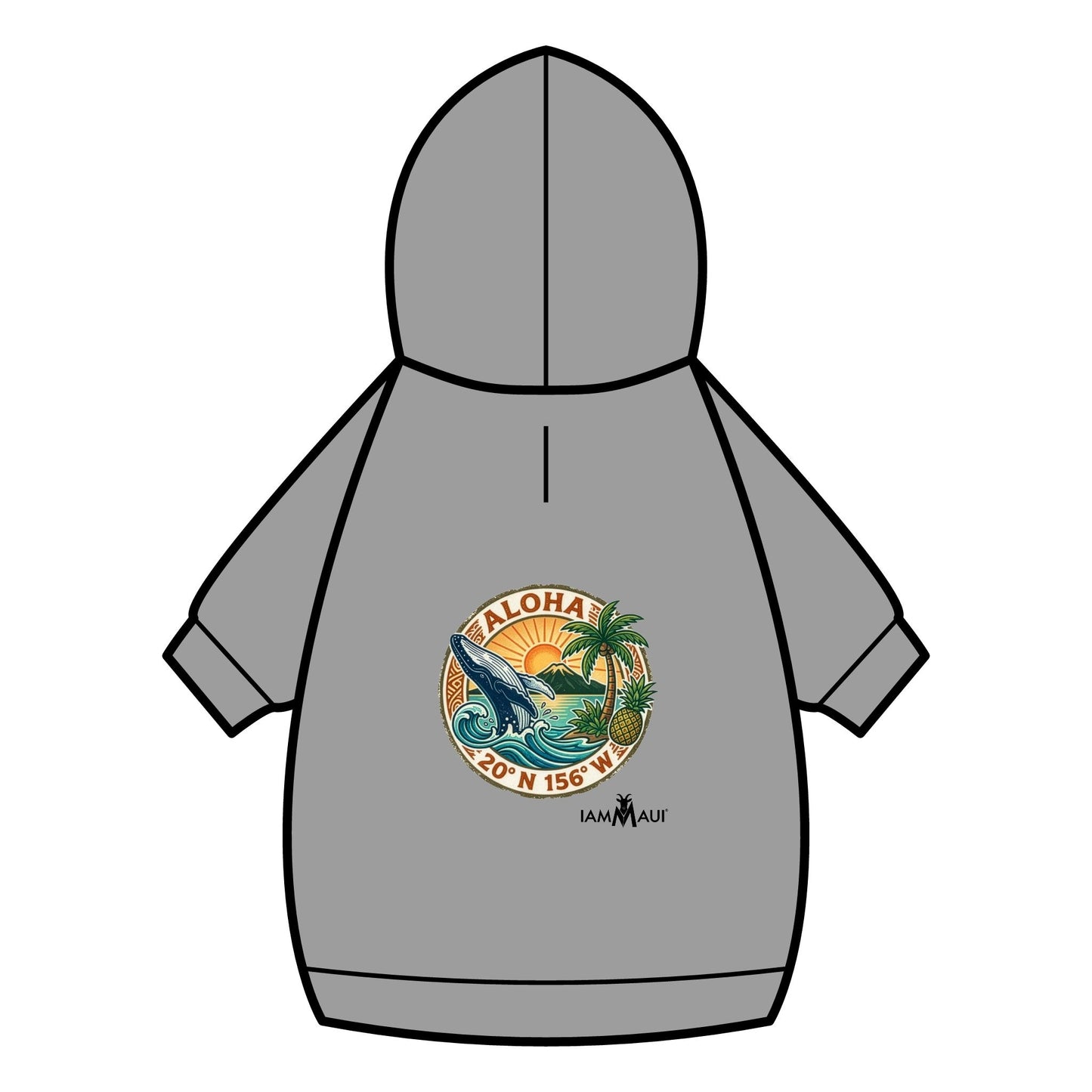 IYKYKʻs Aloha Surf Pet Hoodie — Tropical Wave Dog Sweatshirt with Collar Hole