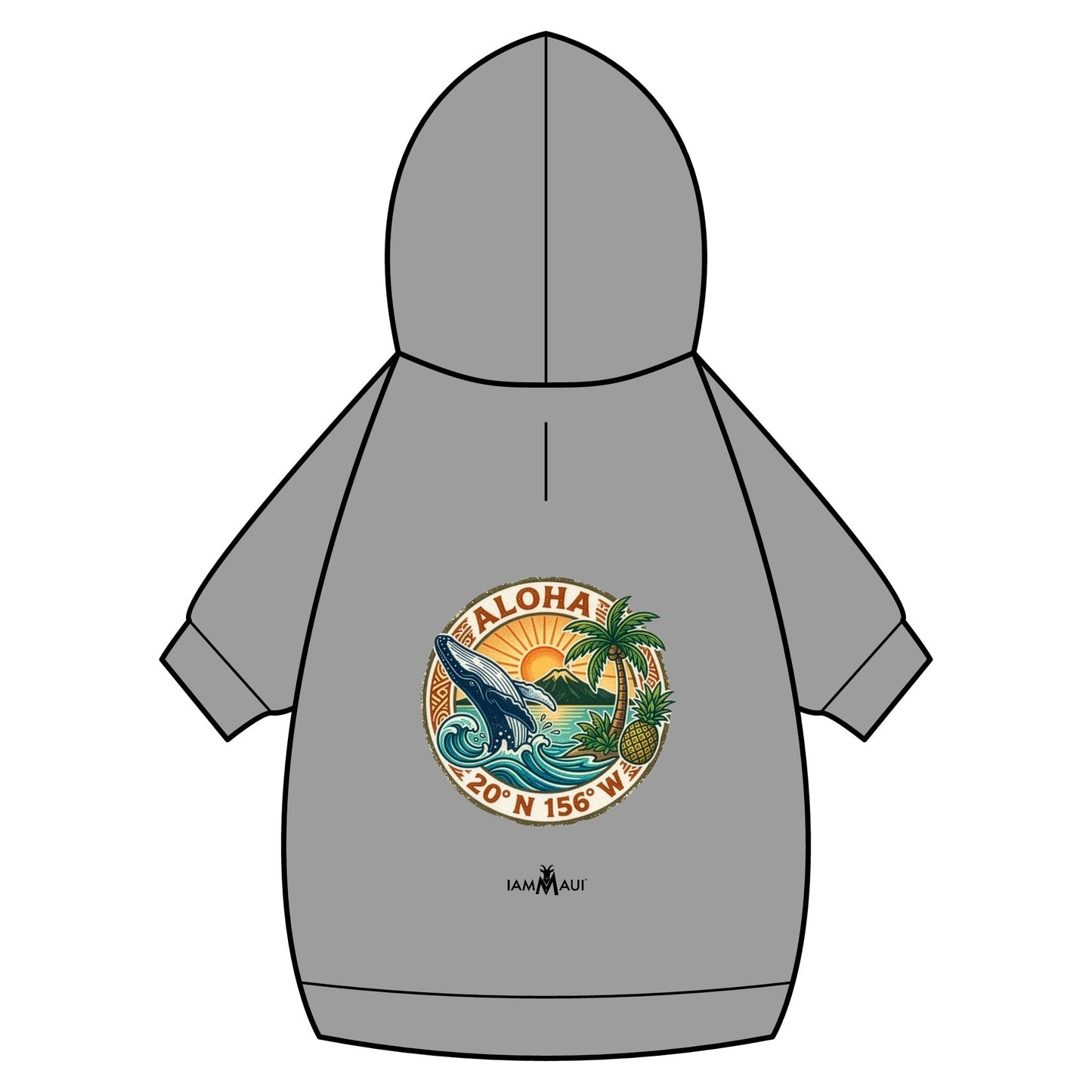 IYKYKʻs Aloha Surf Pet Hoodie — Tropical Wave Dog Sweatshirt with Collar Hole