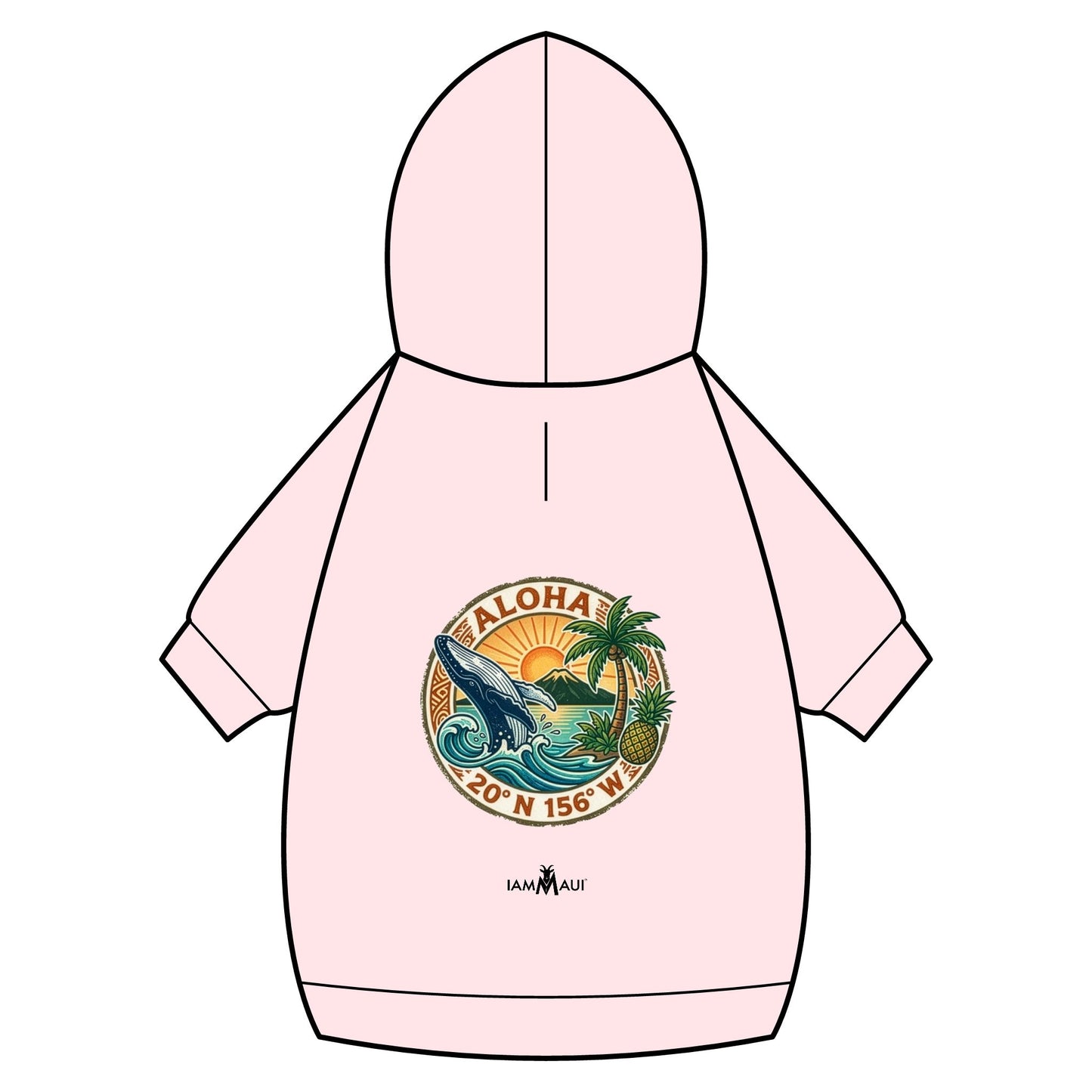 IYKYKʻs Aloha Surf Pet Hoodie — Tropical Wave Dog Sweatshirt with Collar Hole