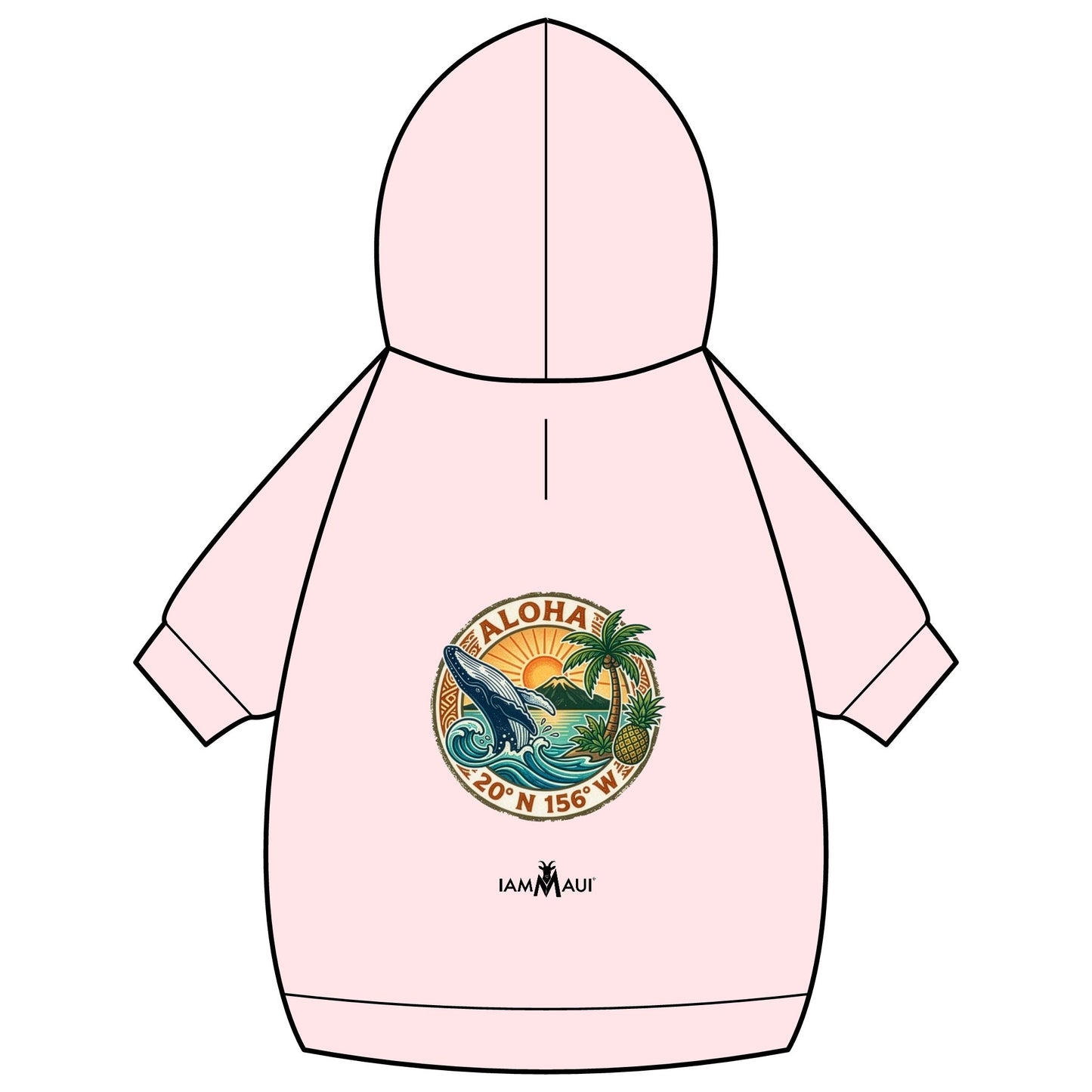 IYKYKʻs Aloha Surf Pet Hoodie — Tropical Wave Dog Sweatshirt with Collar Hole