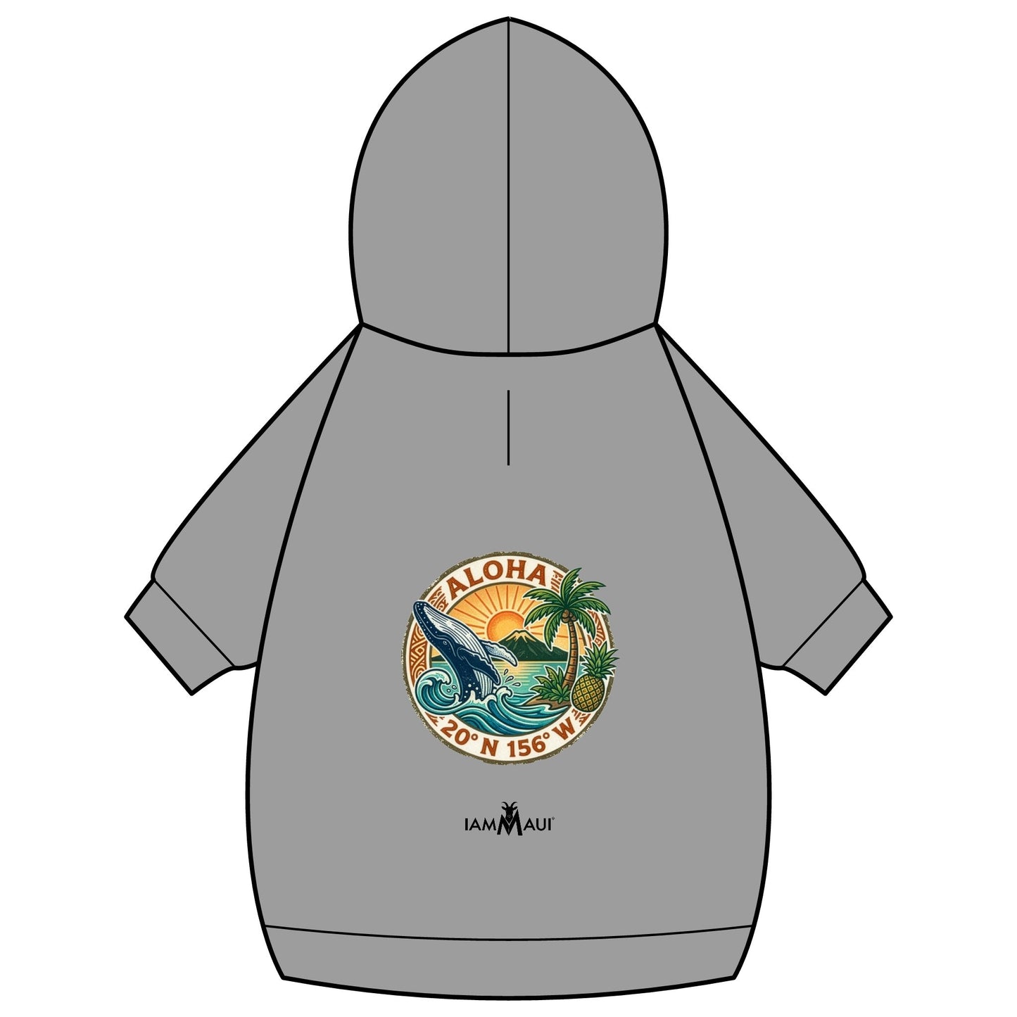 IYKYKʻs Aloha Surf Pet Hoodie — Tropical Wave Dog Sweatshirt with Collar Hole