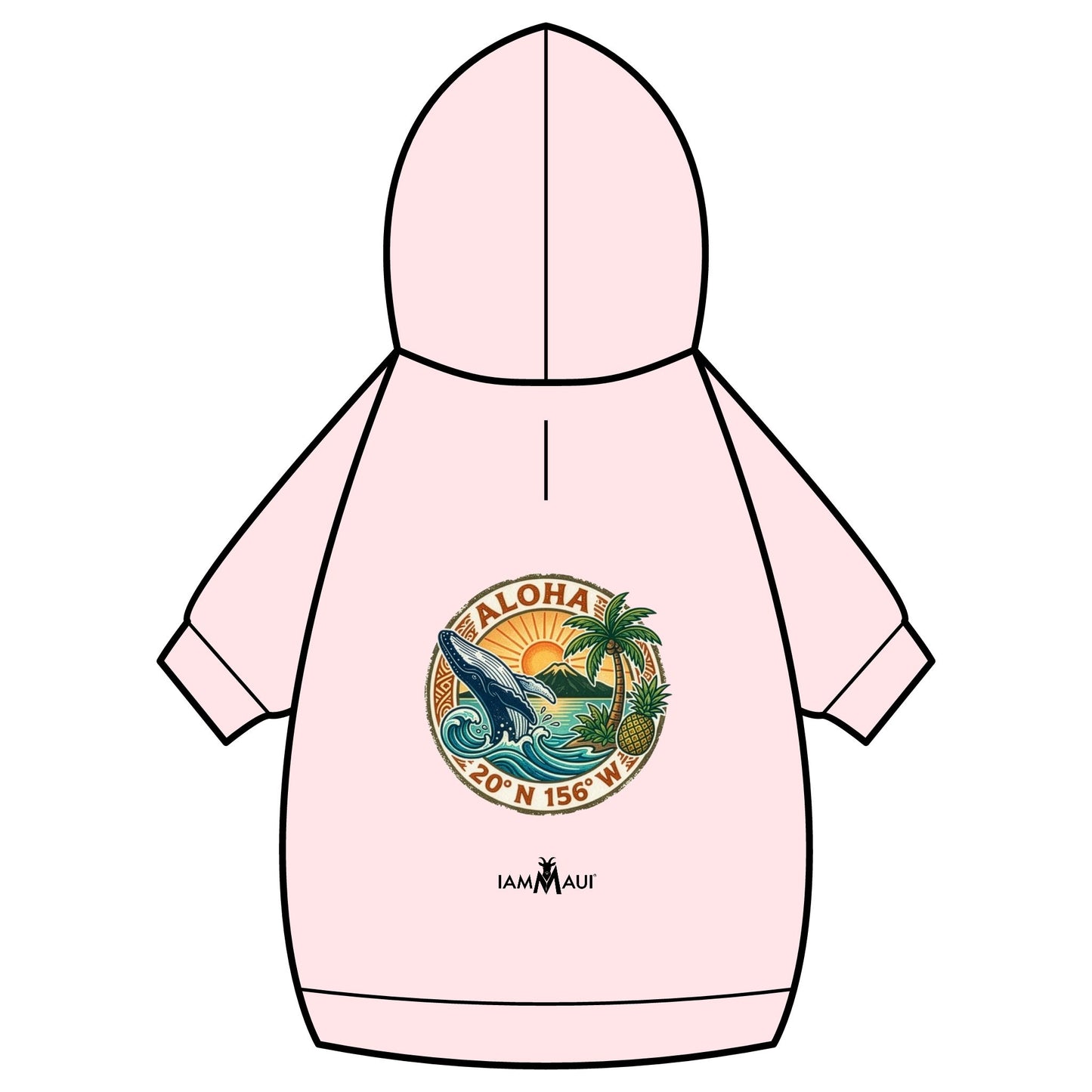 IYKYKʻs Aloha Surf Pet Hoodie — Tropical Wave Dog Sweatshirt with Collar Hole