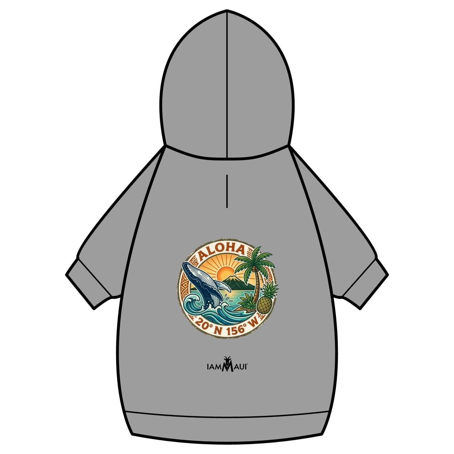 IYKYKʻs Aloha Surf Pet Hoodie — Tropical Wave Dog Sweatshirt with Collar Hole