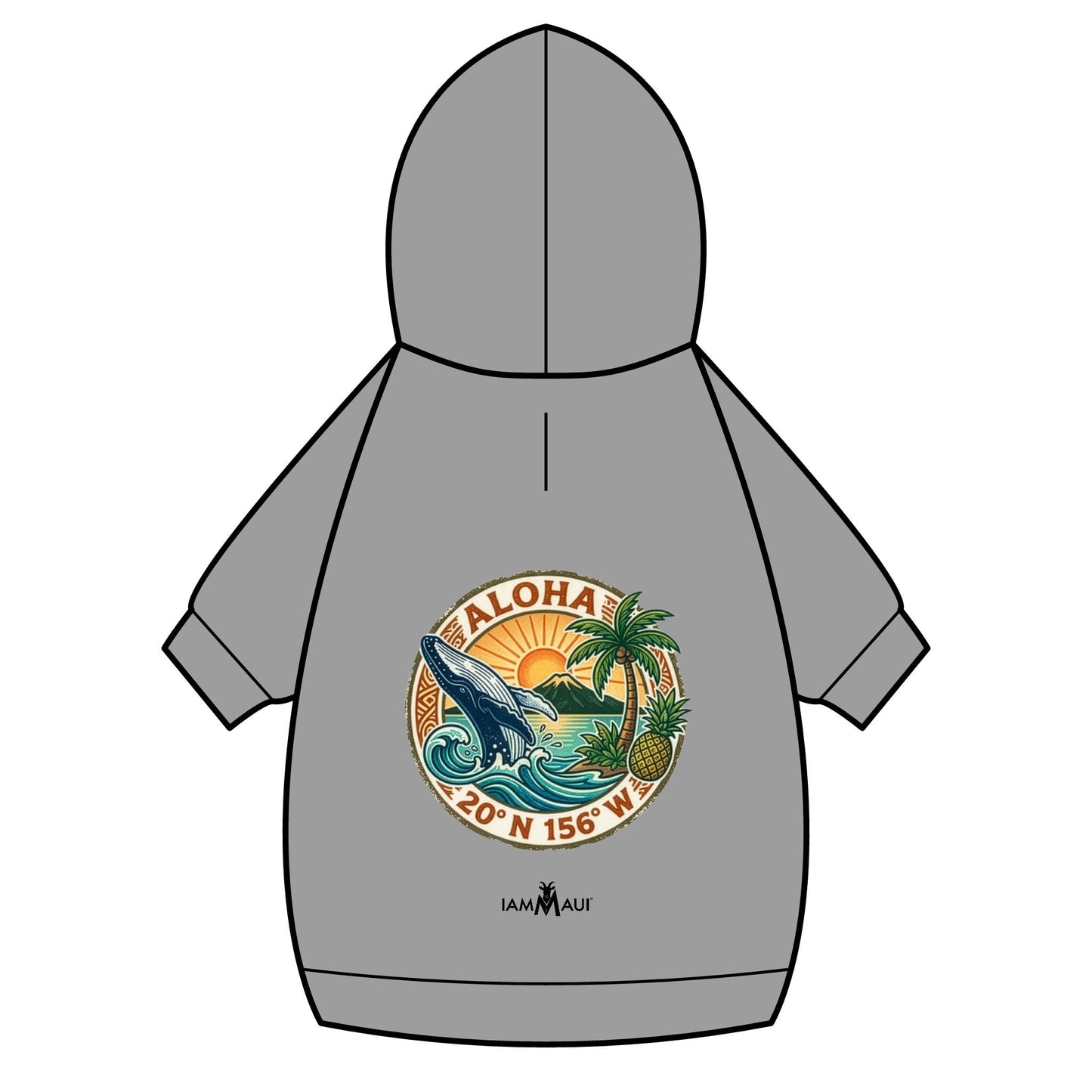 IYKYKʻs Aloha Surf Pet Hoodie — Tropical Wave Dog Sweatshirt with Collar Hole