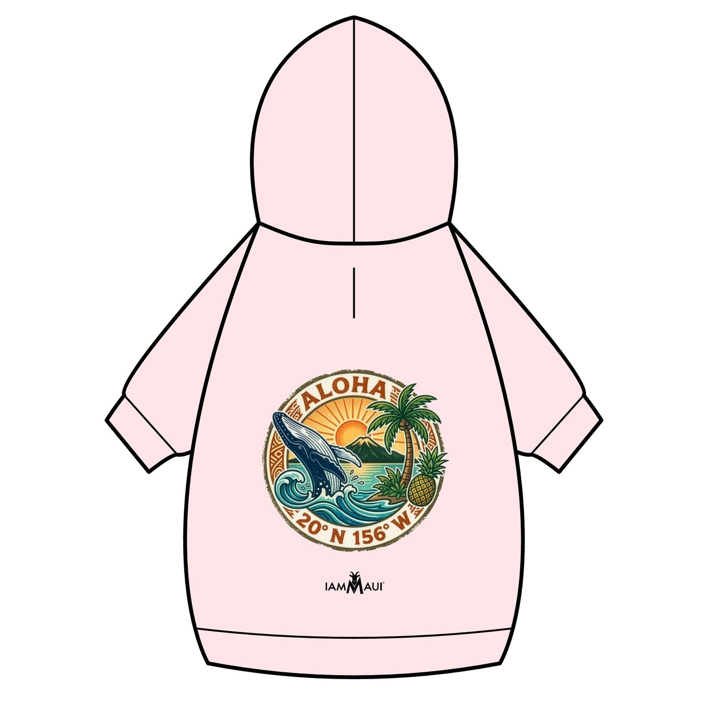 IYKYKʻs Aloha Surf Pet Hoodie — Tropical Wave Dog Sweatshirt with Collar Hole