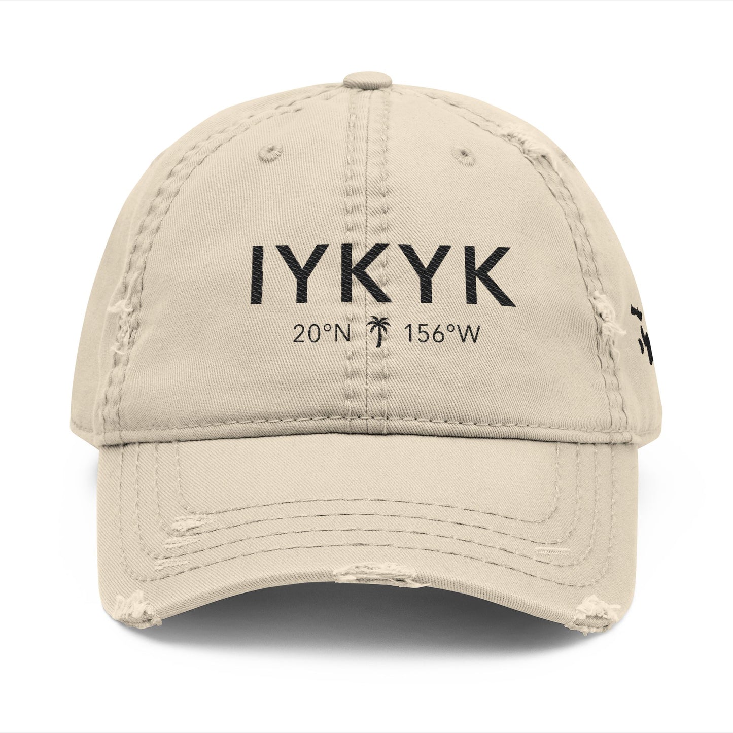 Distressed Embroidered Dad Hat – IYKYK Maui Coordinates (Casual Island Baseball Cap)