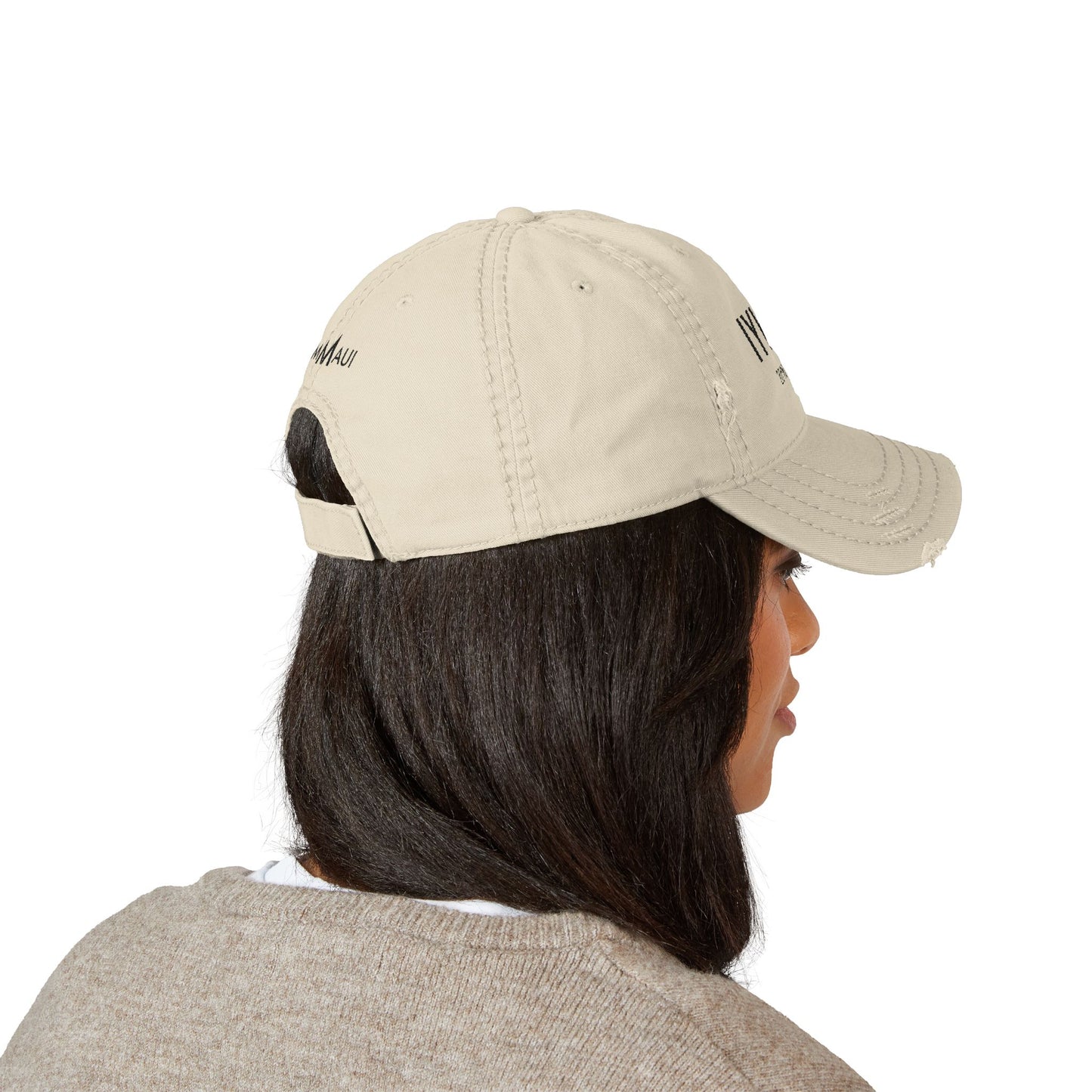 Distressed Embroidered Dad Hat – IYKYK Maui Coordinates (Casual Island Baseball Cap)
