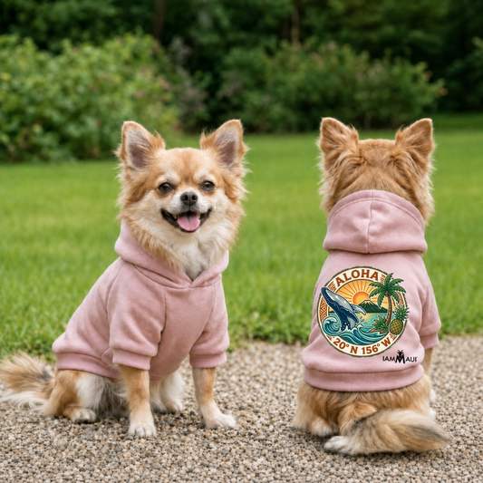 IYKYKʻs Aloha Surf Pet Hoodie — Tropical Wave Dog Sweatshirt with Collar Hole